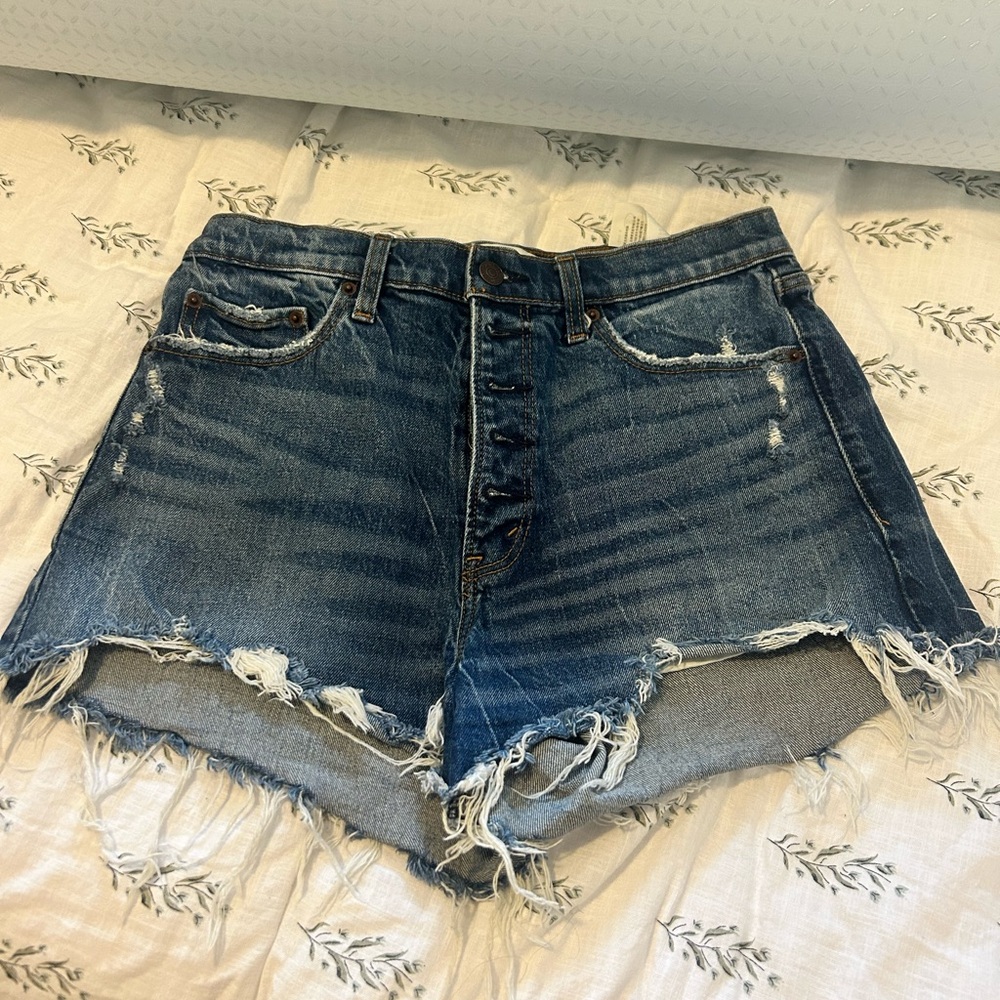 Abercrombie & Fitch Blue Distressed Jean Shorts